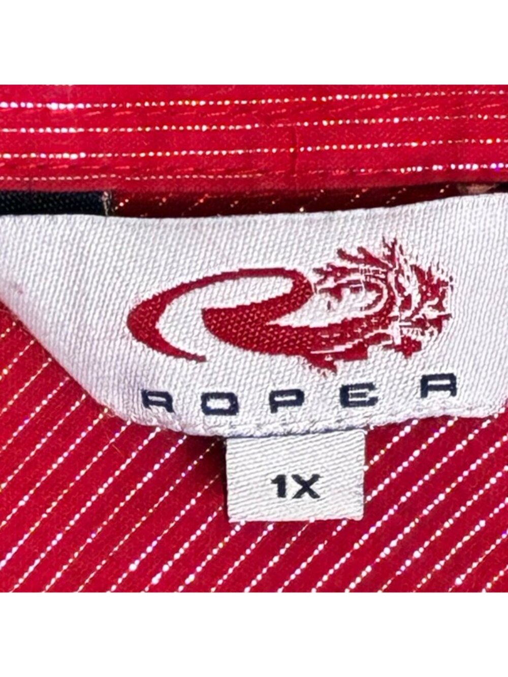 Roper Womens Red Metallic Striped Long Sleeve Western Shirt 1X - Picture 3 of 8